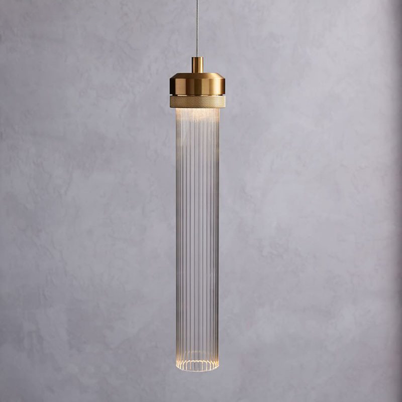 Modern Gold Glass Tube Pendant Light