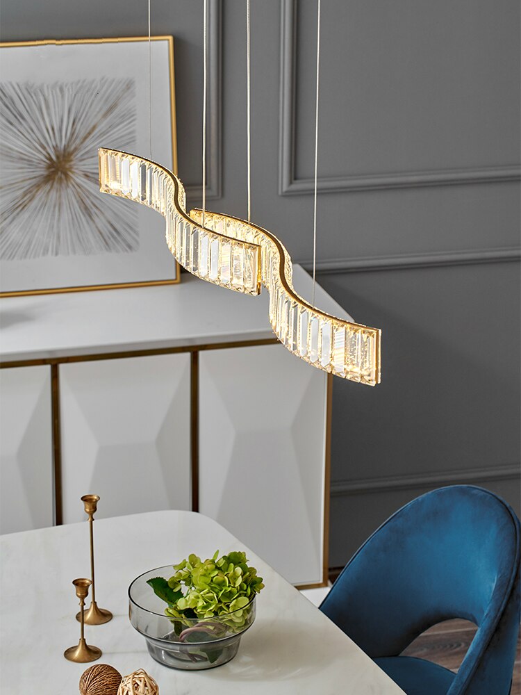 Crystal Stainless Long Strip Combination Chandelier