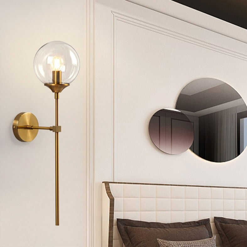 Gold Base Glass Globe Wall Light