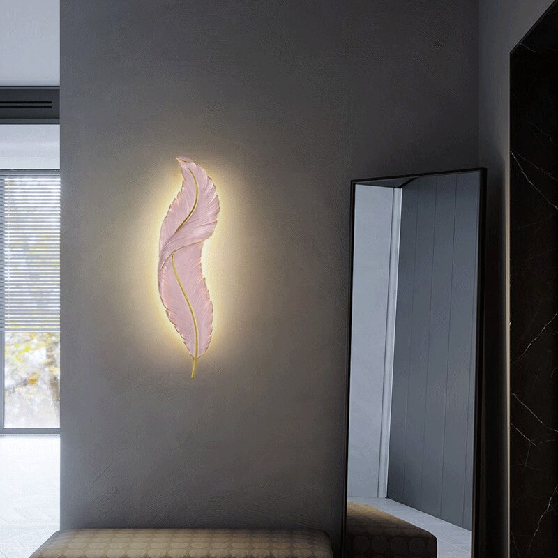 Nordic Decorative Luxury Feather Wall Lamp