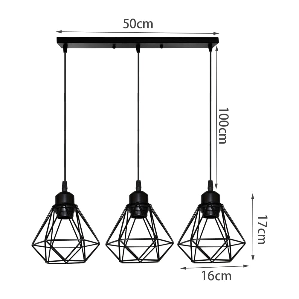 Modern Diamond Shape Wrought Metal Pendant Lights