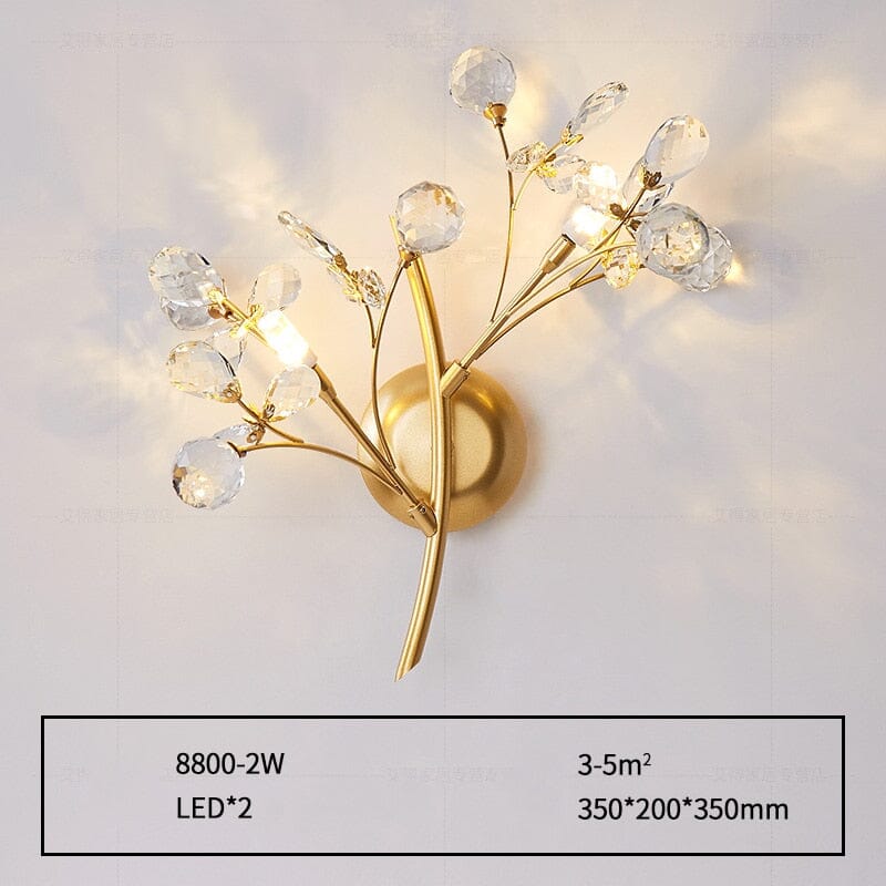 Romantic Flowers Branches Clear Crystal Wall Lamp