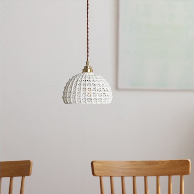 Style Copper Ceramic Pendant Lamp