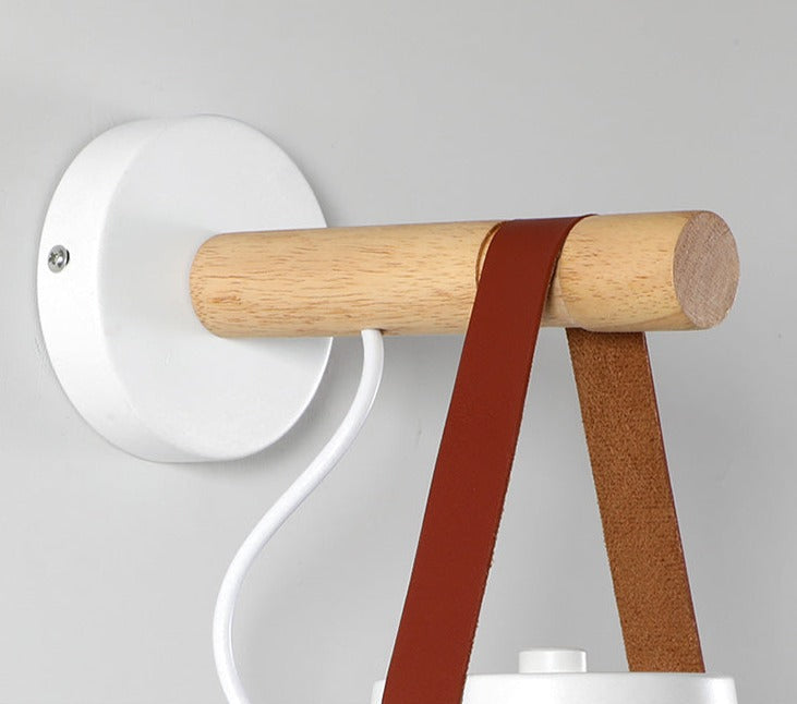 Leather Strap Wood Wall Lamps