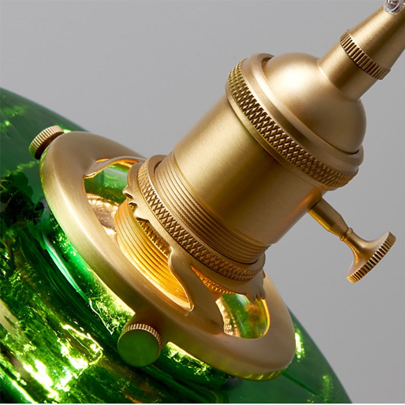 Zen Elegance: Japanese Minimalist Green Glass Light Chandelier