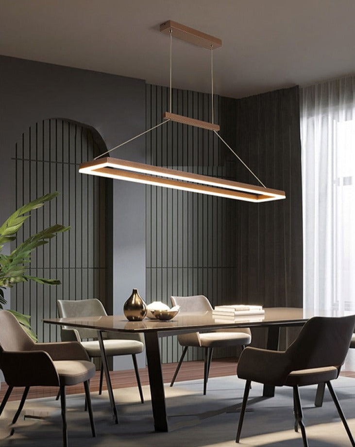 Rectangle Rounded Led Lights Rectangular Aluminum LED Suspension Chandelier | Rufat Lights