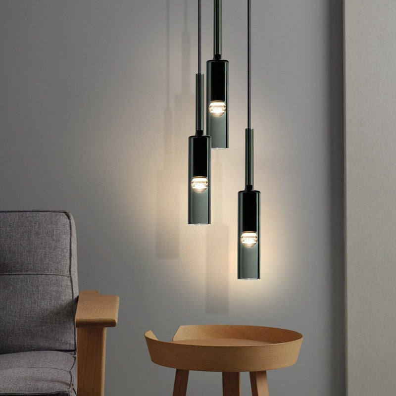 Modern Cylindrical Glass Pendant Light