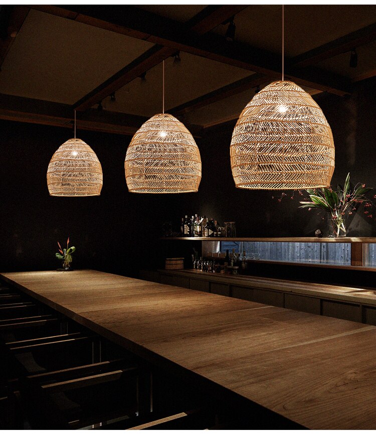 Japanese Serenity Bamboo Shade Pendant Lamp