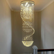 Modern Long LED Spiral Living Crystal Chandeliers