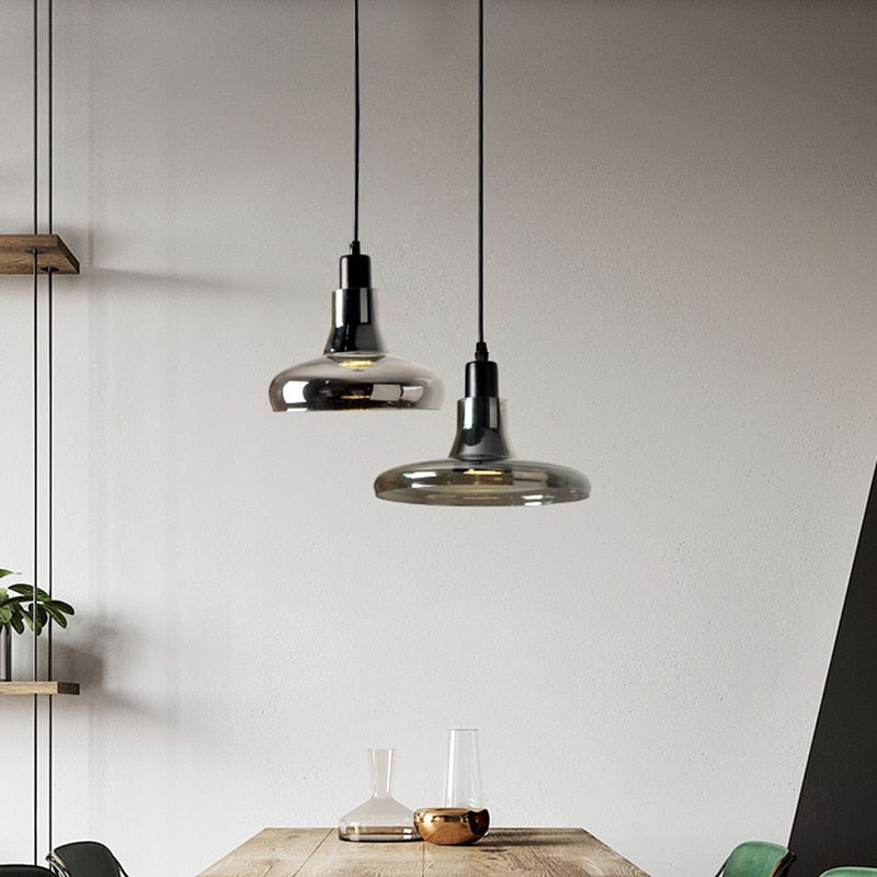 Island Mini Shiny Gray Glass Pendant Lights