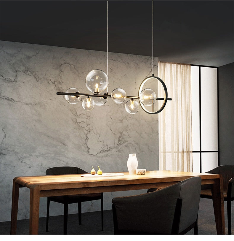 Bubble Glass Ball Metal Ring Chandelier