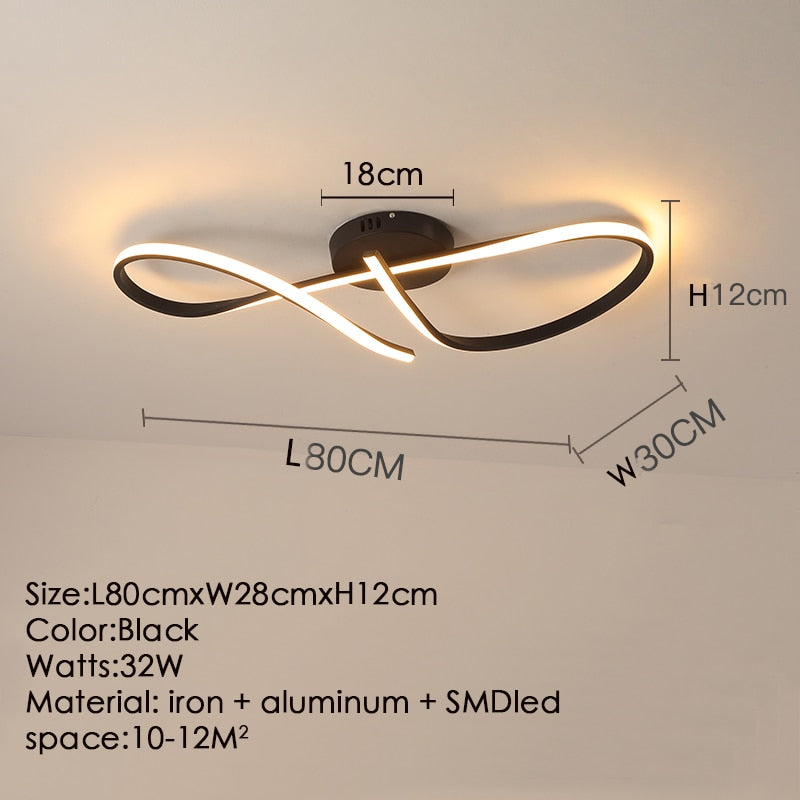 Modern Aluminum LED Strip Ceiling Chandelier Light