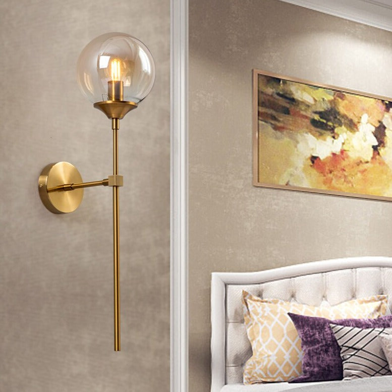 Gold Base Glass Globe Wall Light