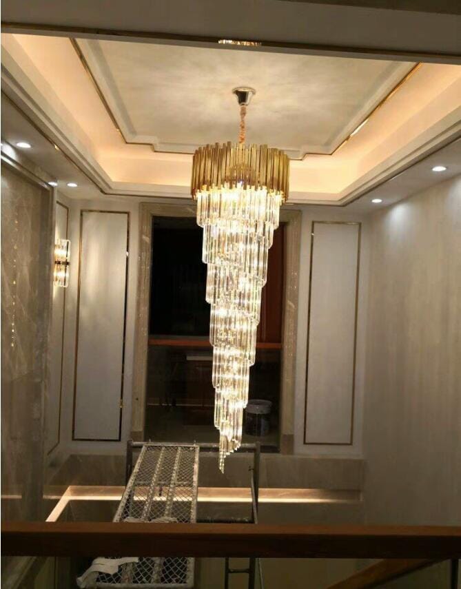 Elegant Spiral Luxury K9 Crystal Staircase Chandelier