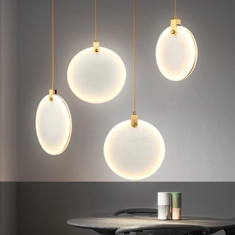 Simple Marble Round Crystal Villa Pendant Lamps