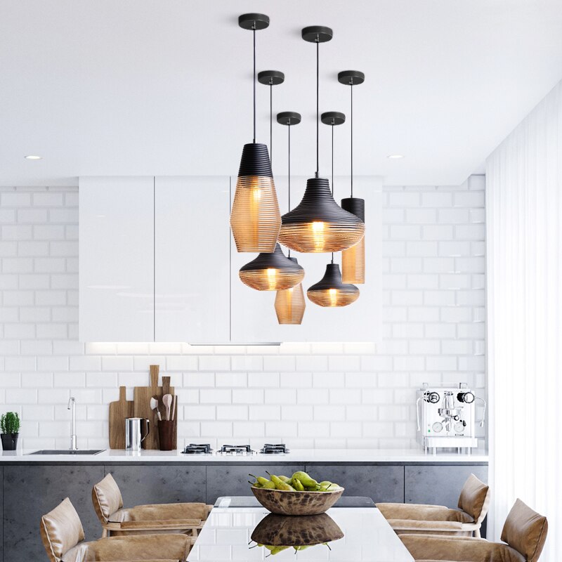 Vintage Stripe Glass Pendant Lights