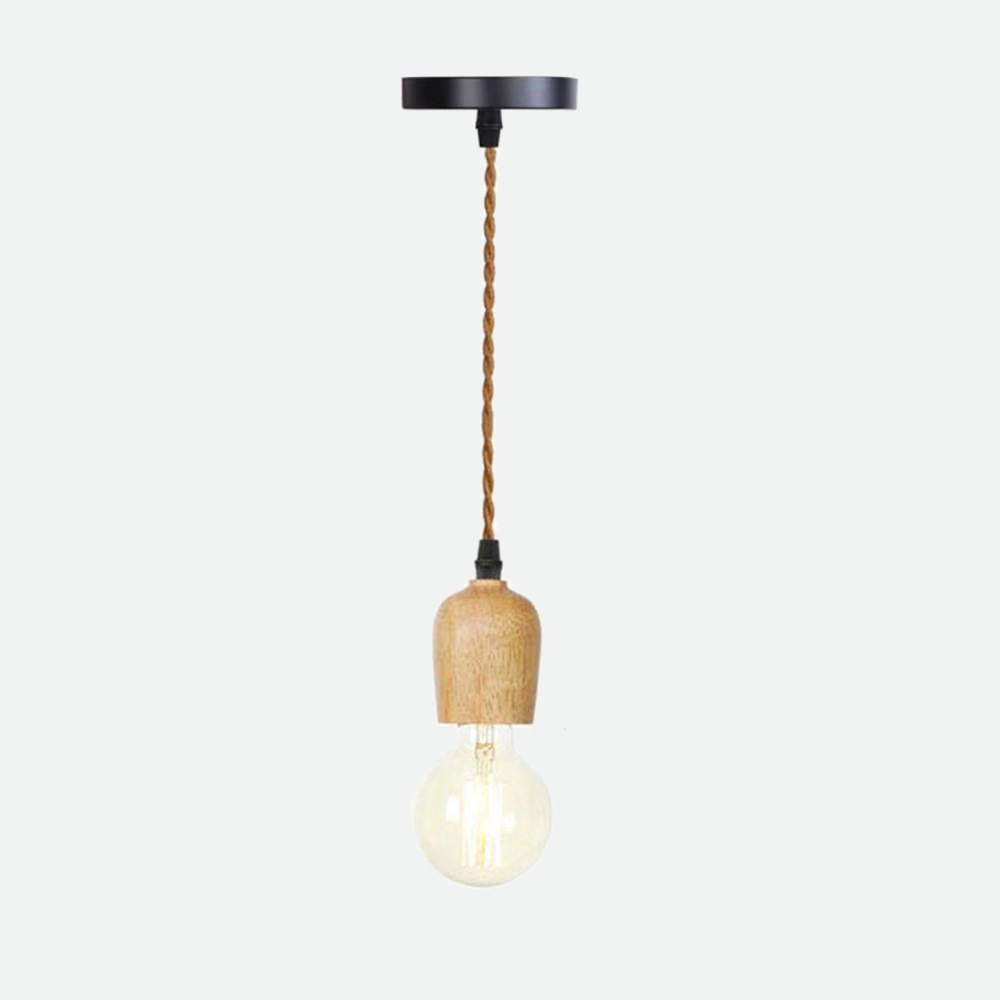 Vintage Wooden Hanging Socket Pendant Light