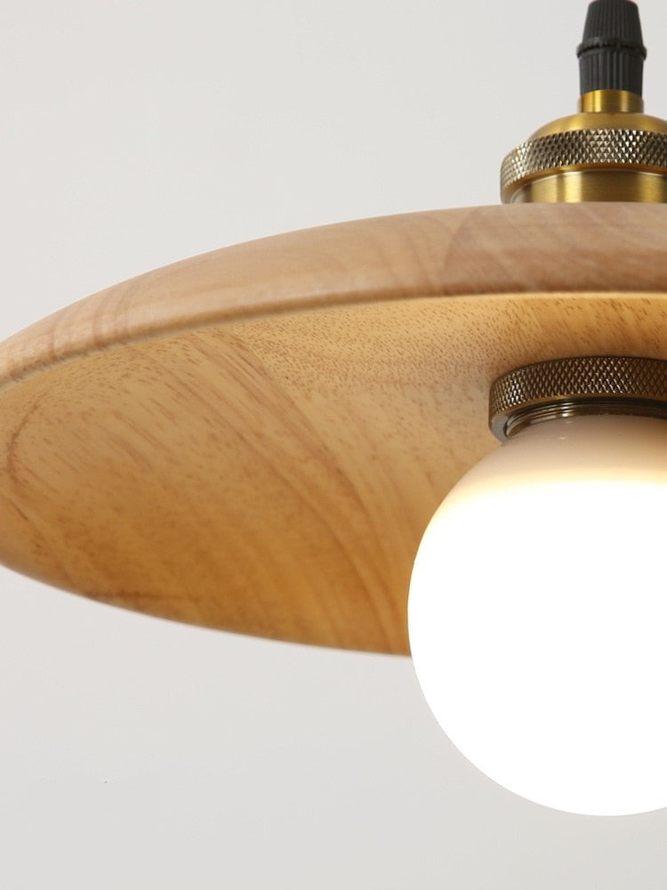 Flying Saucer Wood Pendant Light