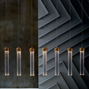 Modern Gold Glass Tube Pendant Light
