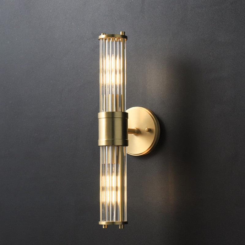 Luxury Crystal Gold Glass Rod Wall Lamps