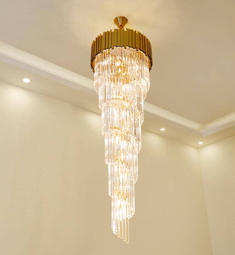 Elegant Spiral Luxury K9 Crystal Staircase Chandelier