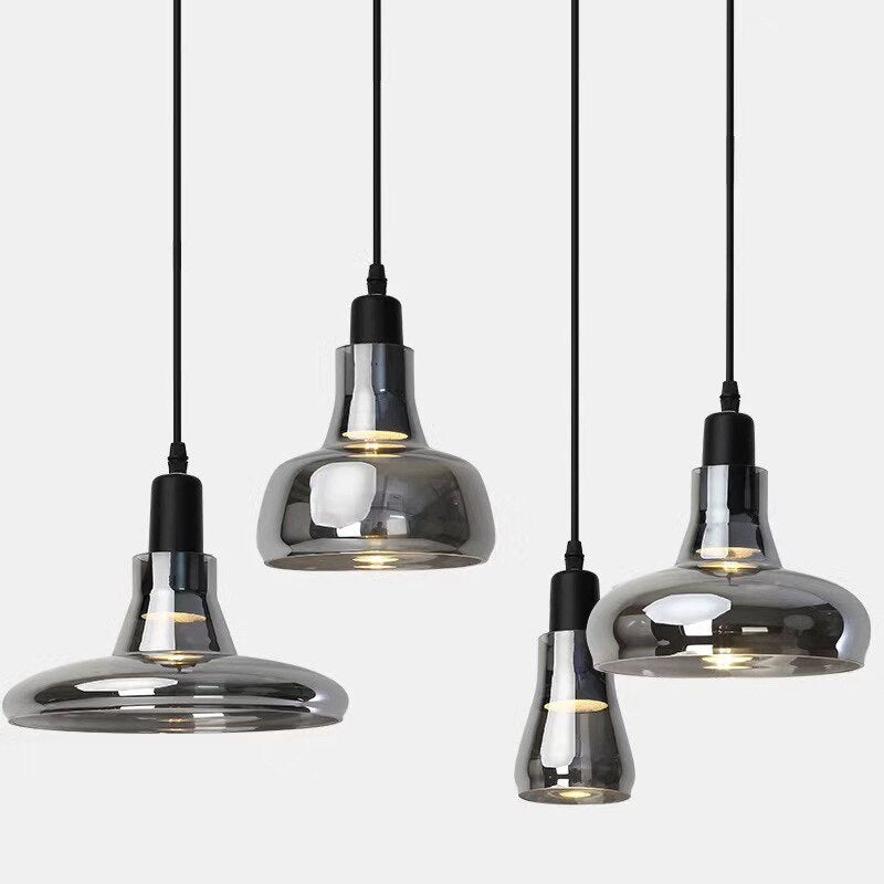 Island Mini Shiny Gray Glass Pendant Lights