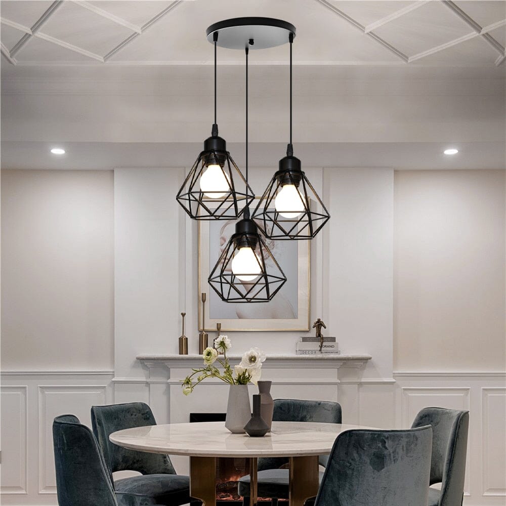 Modern Diamond Shape Wrought Metal Pendant Lights