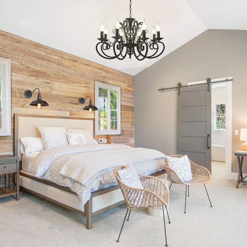 European Classic Iron Arms Chain LED Chandelier