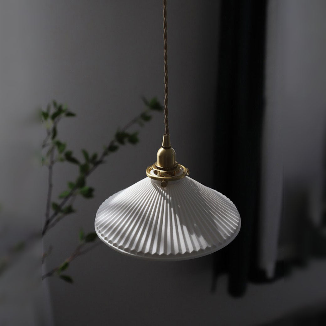 White Ceramic Brass Pendant Lights