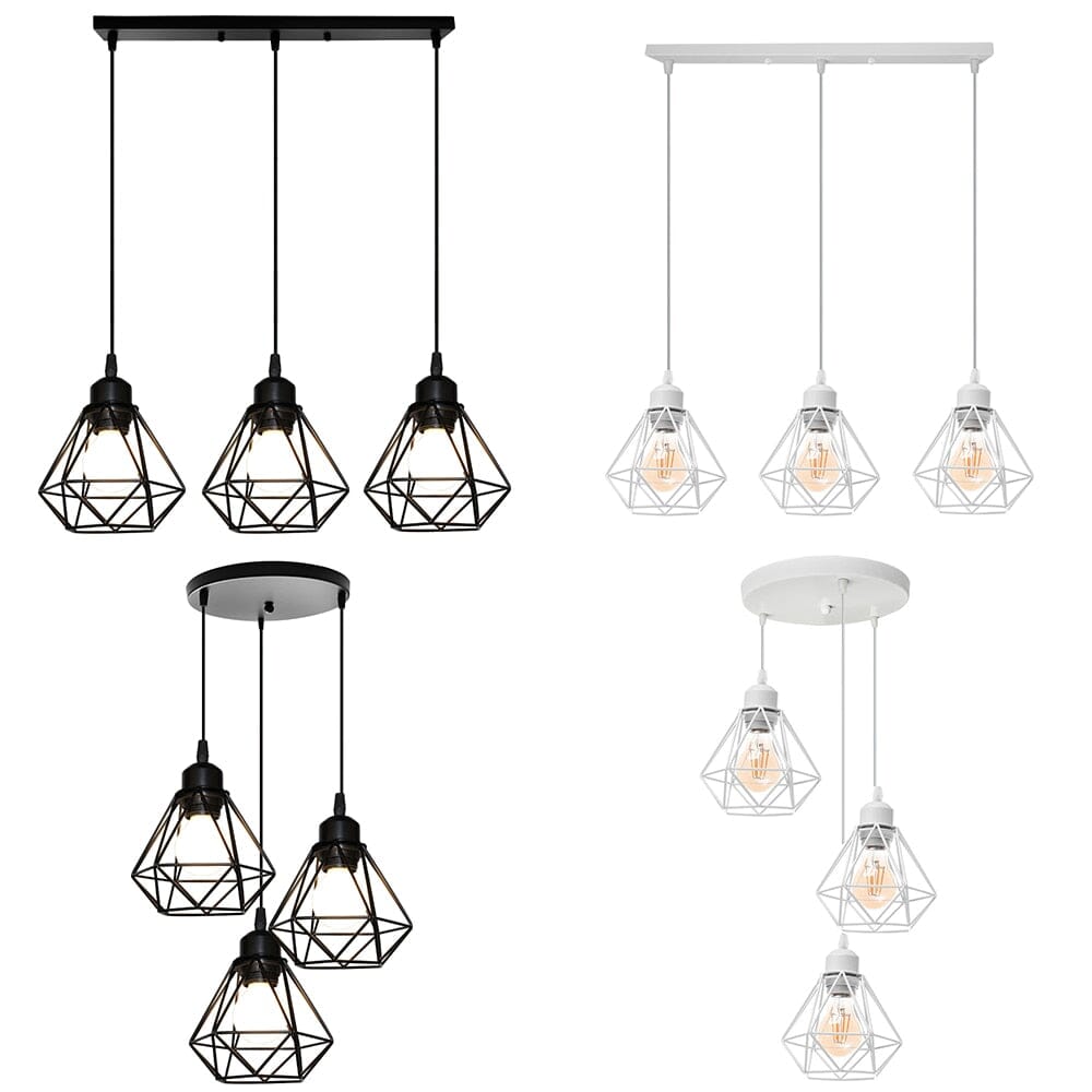 Modern Diamond Shape Wrought Metal Pendant Lights