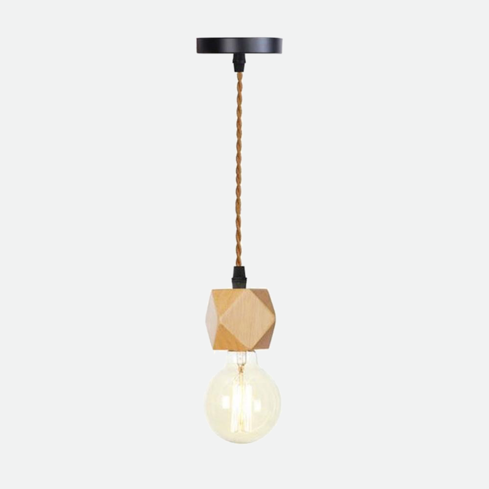 Vintage Wooden Hanging Socket Pendant Light