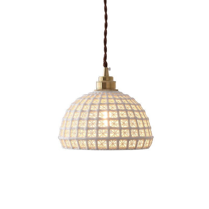 Style Copper Ceramic Pendant Lamp