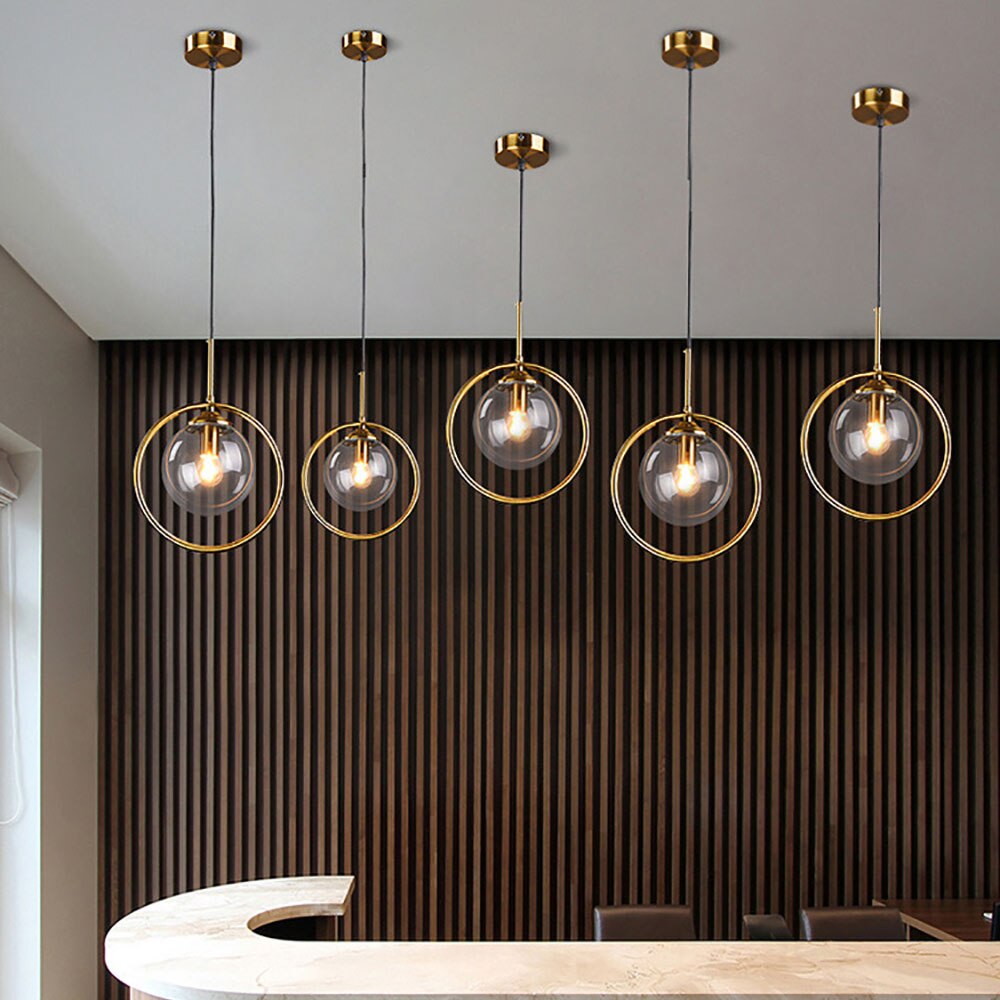 Contemporary Metal Ring Glass Pendant Lights