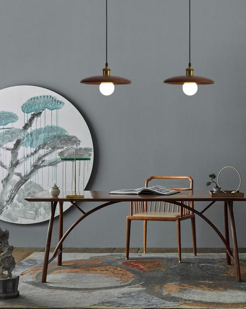 unique and stylish Flying Saucer Wood Pendant Light