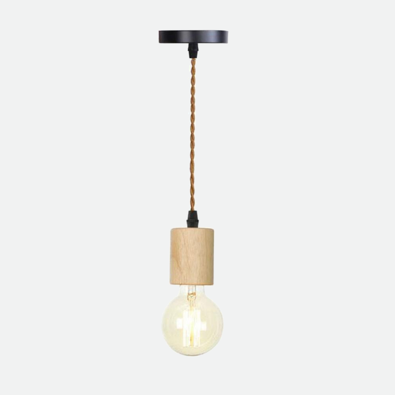 Vintage Wooden Hanging Socket Pendant Light