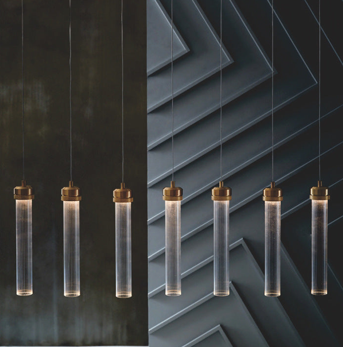 Modern Gold Glass Tube Pendant Light