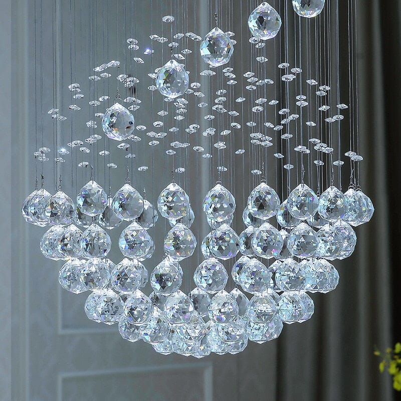 Modern Long LED Spiral Living Crystal Chandeliers
