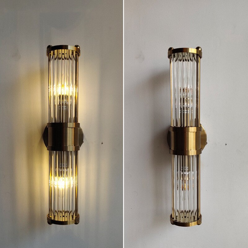 Luxury Crystal Gold Glass Rod Wall Lamps