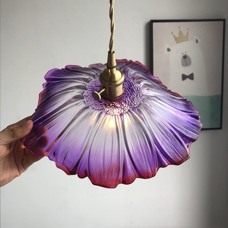 Vintage Floral Glass Pendant Light