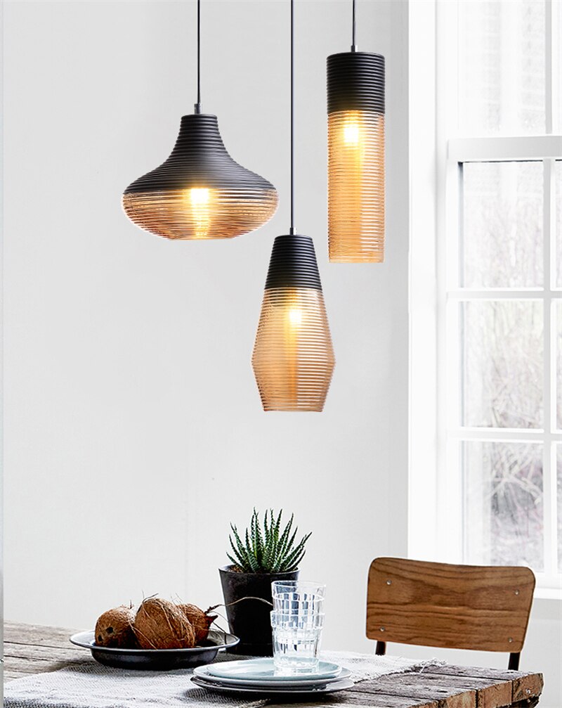 Vintage Stripe Glass Pendant Lights