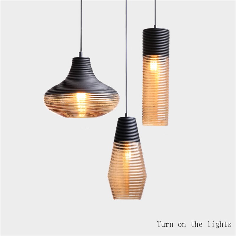 Vintage Stripe Glass Pendant Lights