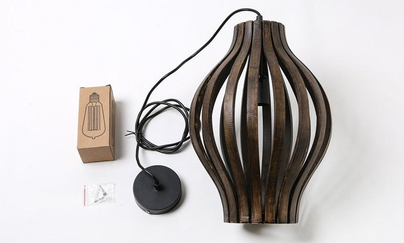Wood LED Hanging Pendant Lamp