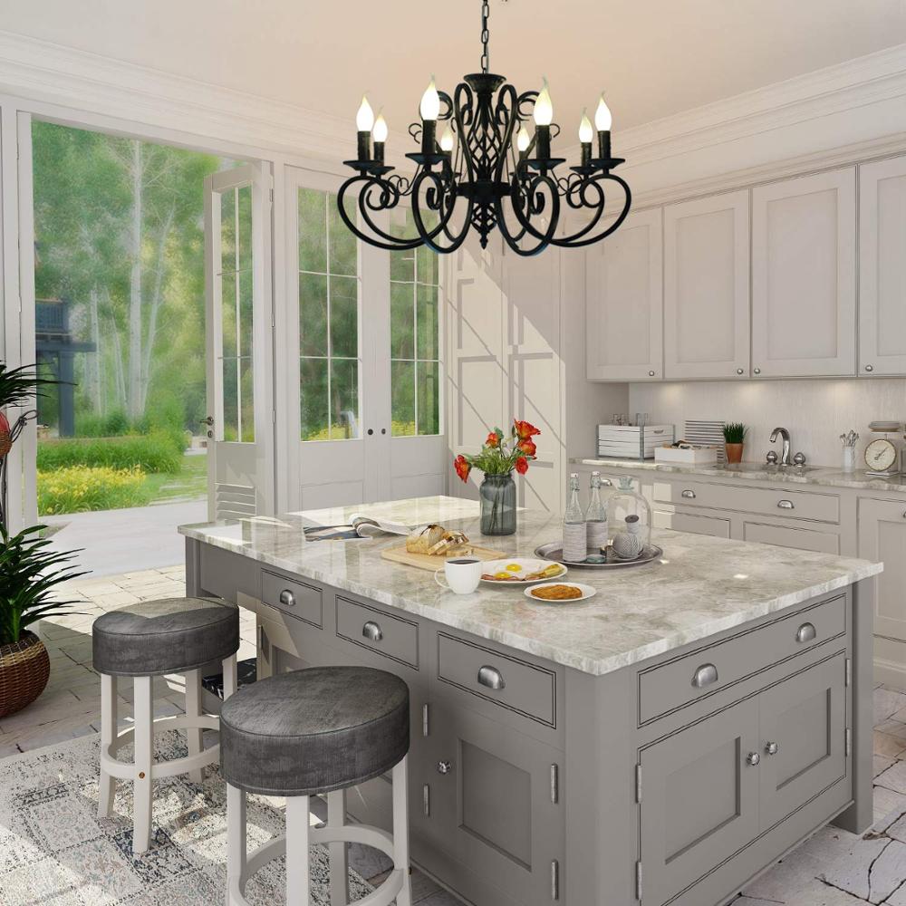European Classic Iron Arms Chain LED Chandelier