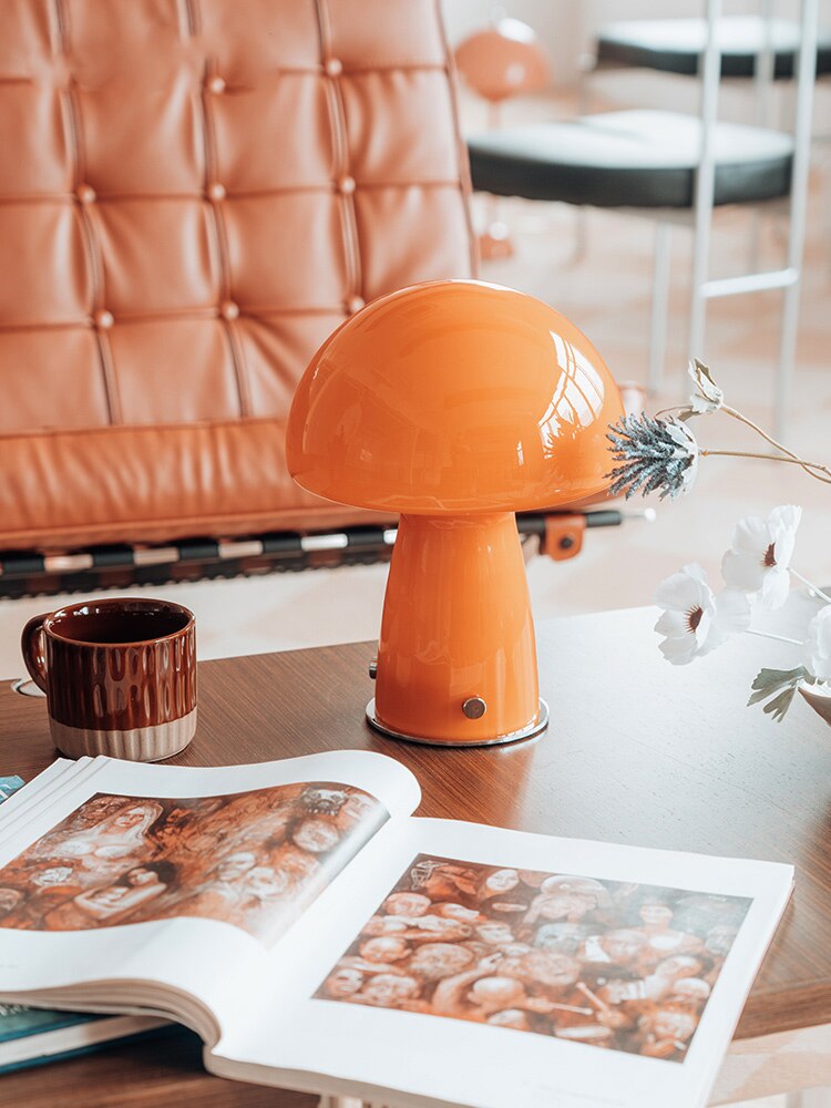 Danish Orange Glass Table Lamp