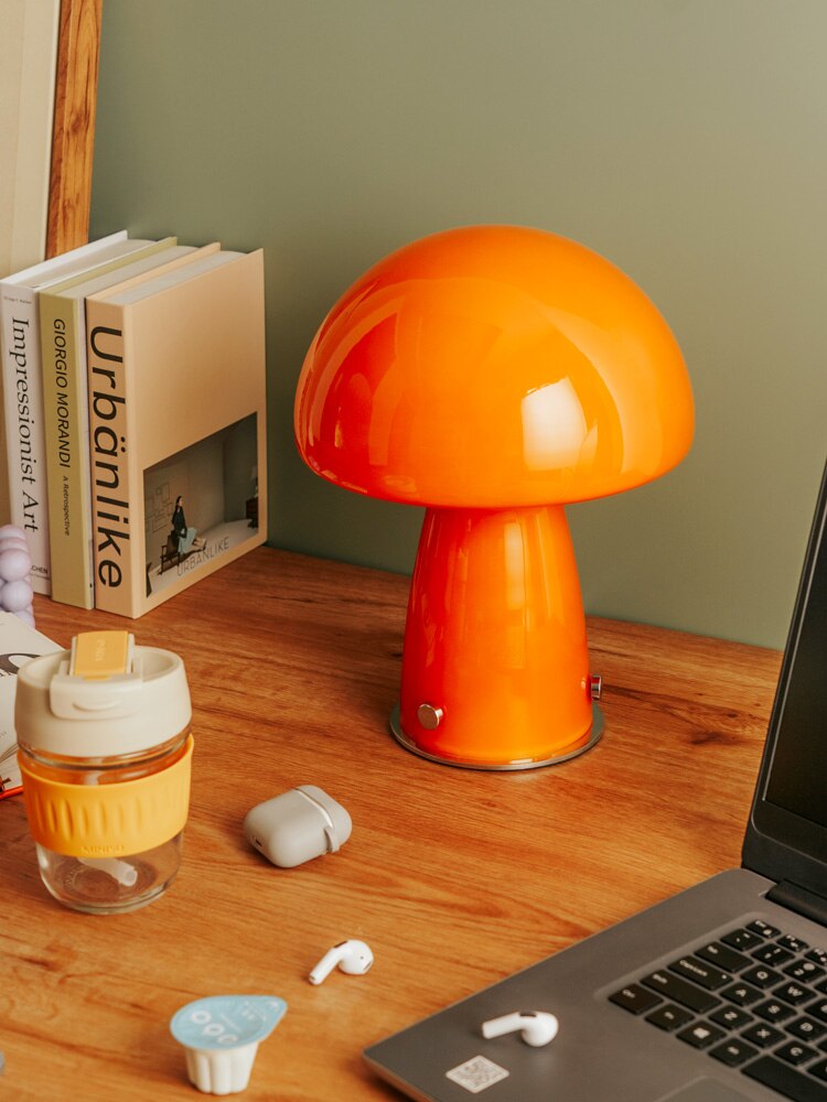 Danish Orange Glass Table Lamp