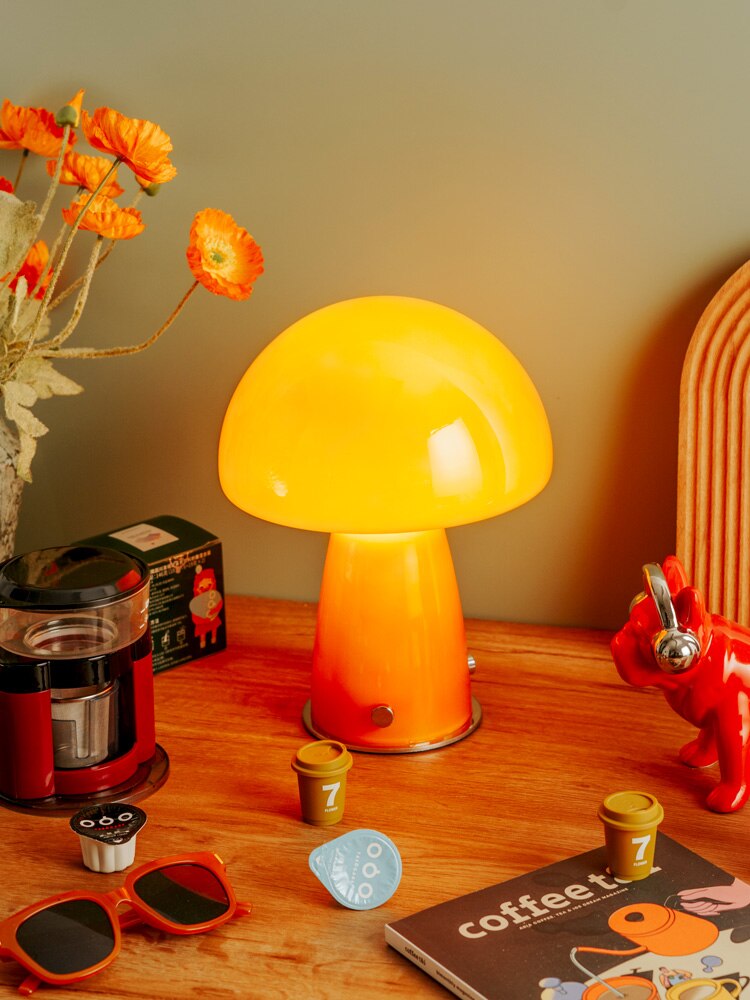 Danish Orange Glass Table Lamp