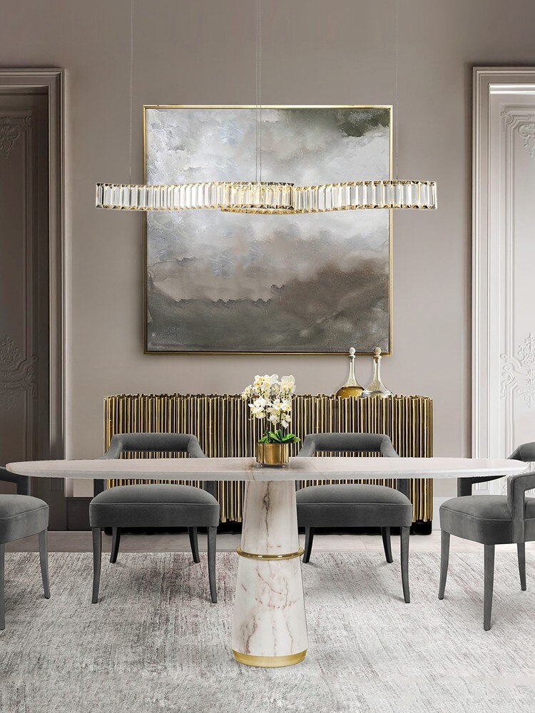 Crystal Stainless Long Strip Combination Chandelier