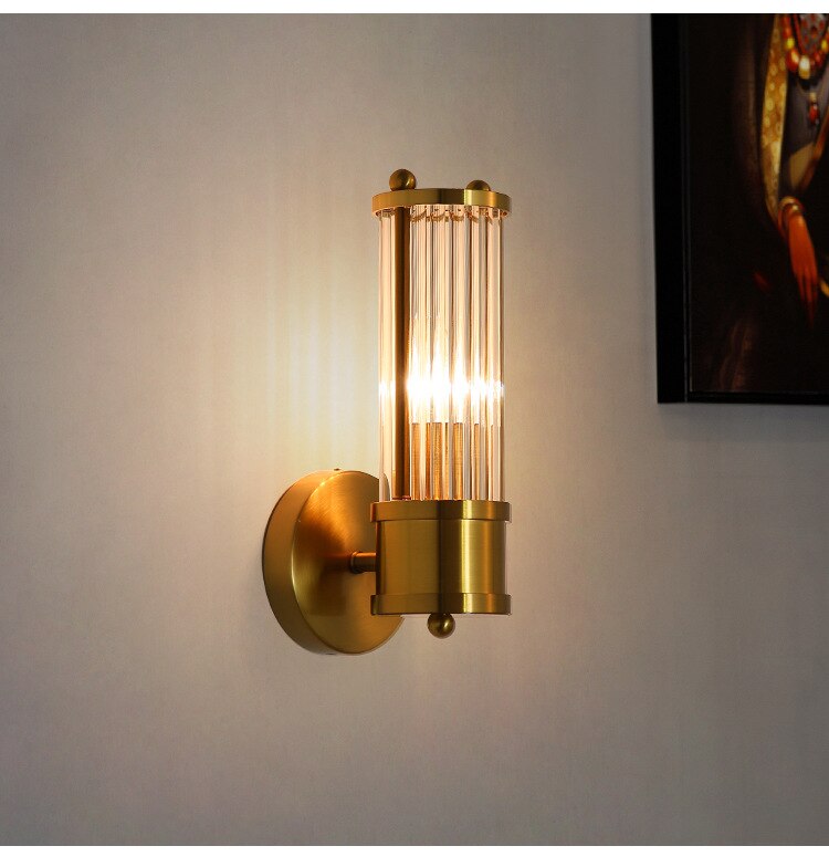 Luxury Crystal Gold Glass Rod Wall Lamps