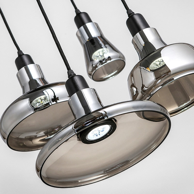 Island Mini Shiny Gray Glass Pendant Lights