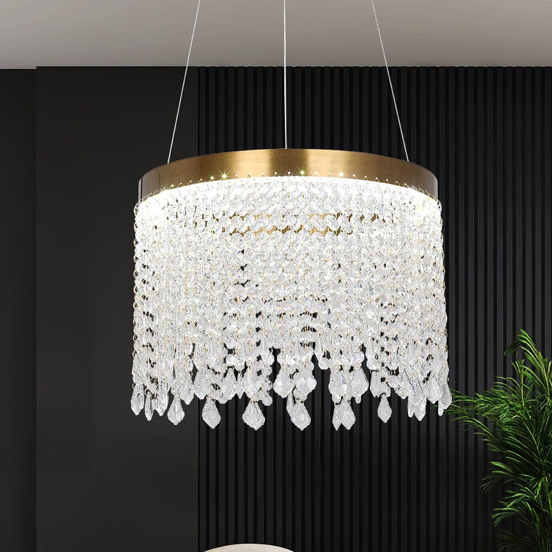 Luxury Golden Tassels Crystal Circular Chandelier